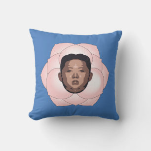 Kim Jong Un on a Magnolia on a Blue Field Cushion