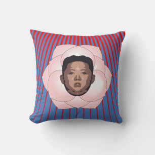 Kim Jong Un on Magnolia and Red Rays Cushion