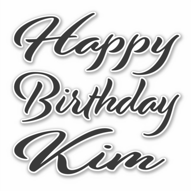 Kim name first name black Sticker birthday (Front)