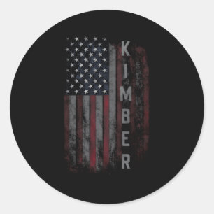 Kimber Family American Flag For Classic Round Sticker