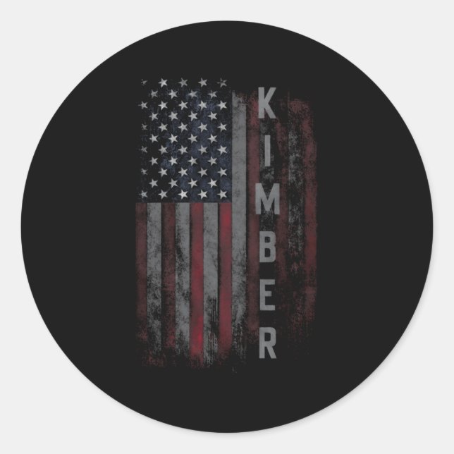 Kimber Family American Flag For Classic Round Sticker (Front)