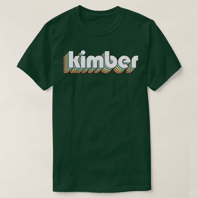 Kimber Retro Rainbow Typography Faded Style T-Shirt (Design Front)