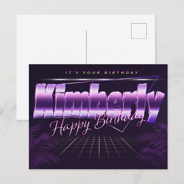 Kimberly Name First name purple postcard birthday (Front/Back)