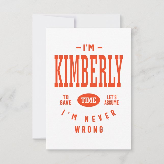Kimberly Personalised Name Birthday Gift RSVP Card (Front)