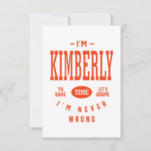 Kimberly Personalised Name Birthday Gift RSVP Card