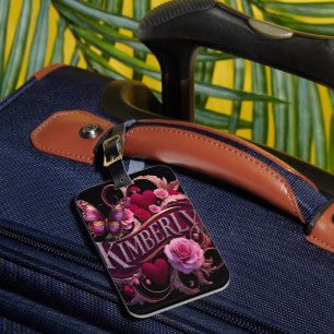 Kimberly's Floral Heart Luggage Tag