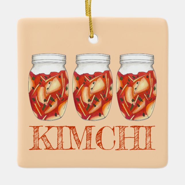 Kimchi Fermented Cabbage Korean Food Cuisine Ceramic Ornament (Front)