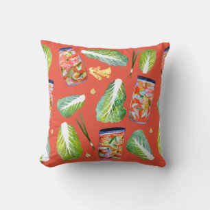 Kimchi Ingredients Fun Fermentation Watercolor Cushion