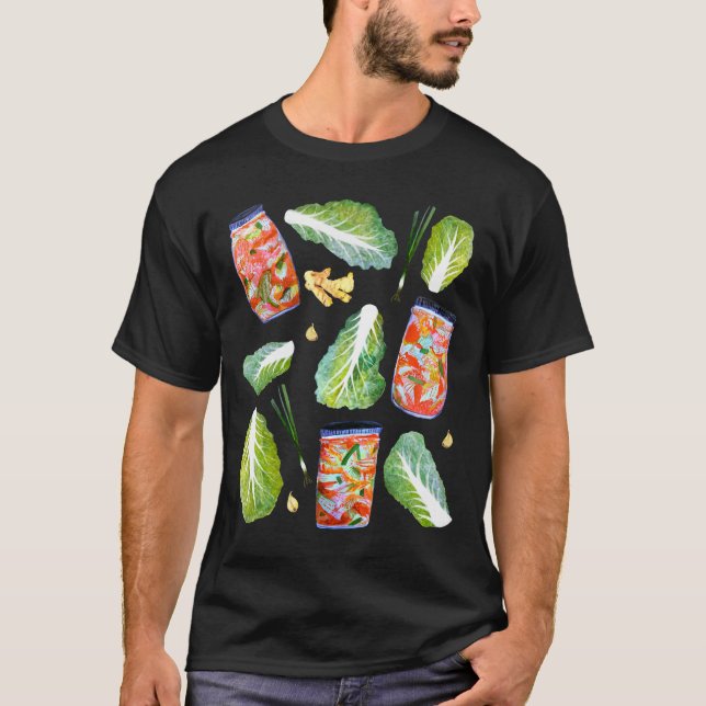 Kimchi Ingredients Fun Fermentation Watercolor T-Shirt (Front)