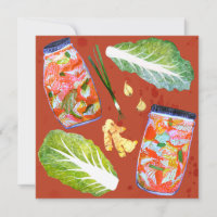Kimchi Ingredients Spicy Fermentation Watercolor