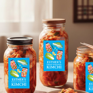 Kimchi Ingredients Watercolor HOMEMADE Custom  Food Label