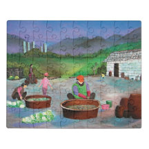 Kimchi making Korea Family Outside Jigsaw Puzzle