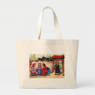 Kimono Cats Have Tea (Vintage Image) Large Tote Bag