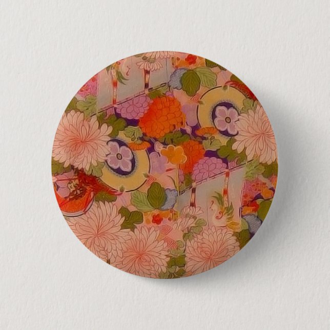 Kimono Flower Pink Floral Pattern 6 Cm Round Badge (Front)