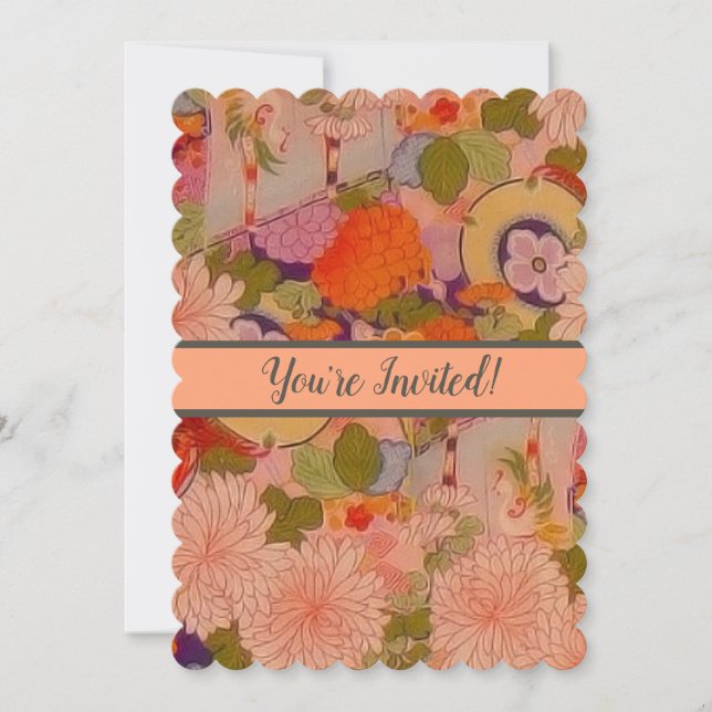 Kimono Flower Pink Floral Pattern Invitation (Front)