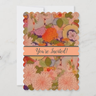 Kimono Flower Pink Floral Pattern Invitation
