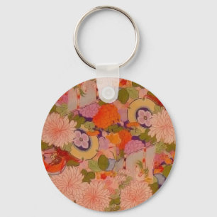 Kimono Flower Pink Floral Pattern Key Ring