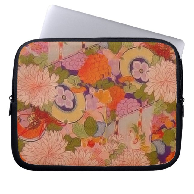 Kimono Flower Pink Floral Pattern Laptop Sleeve (Front)