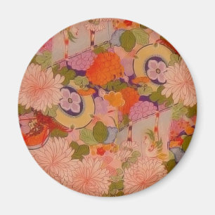 Kimono Flower Pink Floral Pattern Magnet