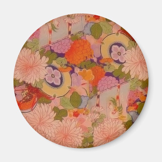 Kimono Flower Pink Floral Pattern Magnet (Front)
