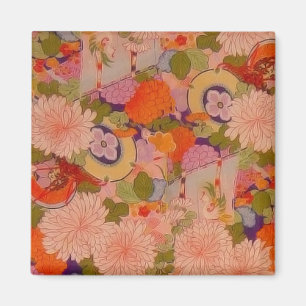 Kimono Flower Pink Floral Pattern Magnet