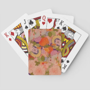 Kimono Flower Pink Floral Pattern Playing Cards