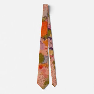 Kimono Flower Pink Floral Pattern Tie
