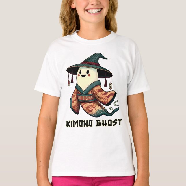 Kimono ghost - Trick or treat  - Happy halloween  T-Shirt (Front)