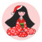 Kimono Girl Christmas Cartoon Illustration