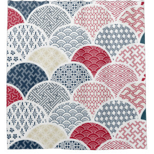 Kimono Line Art: Traditional Geometric Pattern Shower Curtain