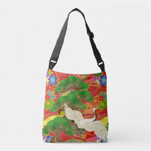 Kimono pattern inspired japanese fabric crossbody bag