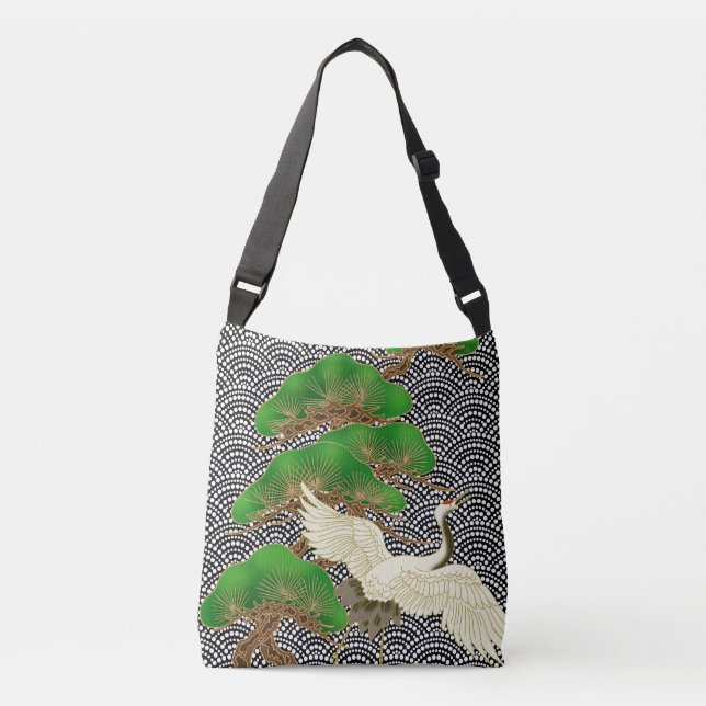 Kimono pattern inspired japanese fabric crossbody bag (Front)