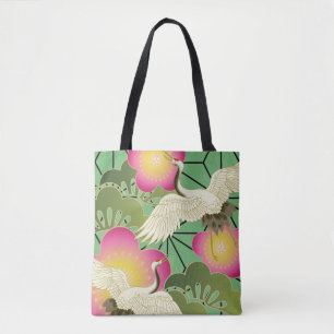 Kimono pattern inspired japanese fabric tote bag