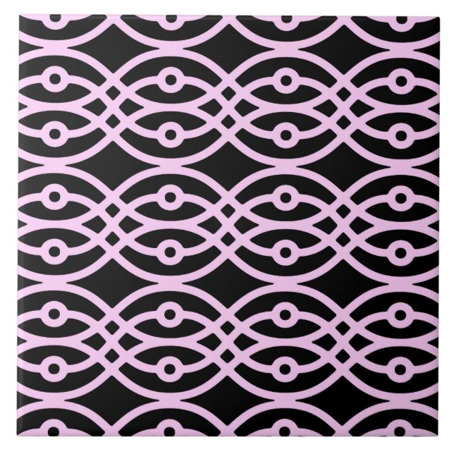 Kimono print,black and ice pink tile (Front)