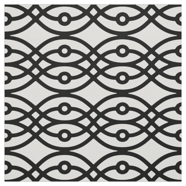 Kimono print, black on white fabric (Swatch)