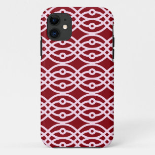 Kimono print, burgundy and pink iPhone 11 case