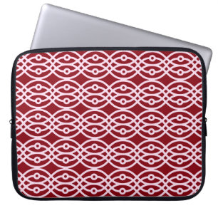 Kimono print, burgundy and pink laptop sleeve