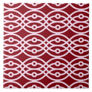 Kimono print, burgundy and pink tile