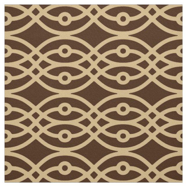Kimono print, chocolate brown and tan fabric (Swatch)