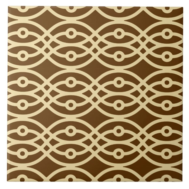 Kimono print, chocolate brown and tan tile (Front)