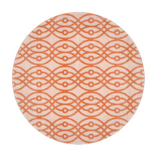 Kimono print, coral orange cutting board