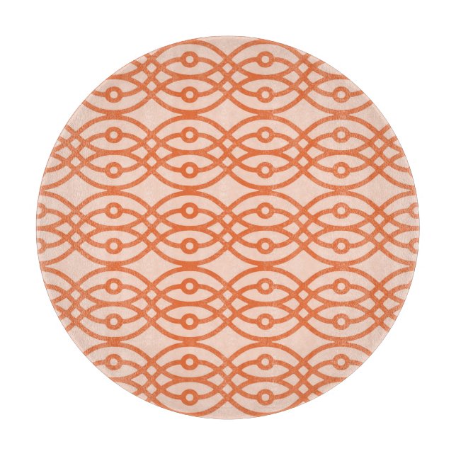 Kimono print, coral orange cutting board (Front)