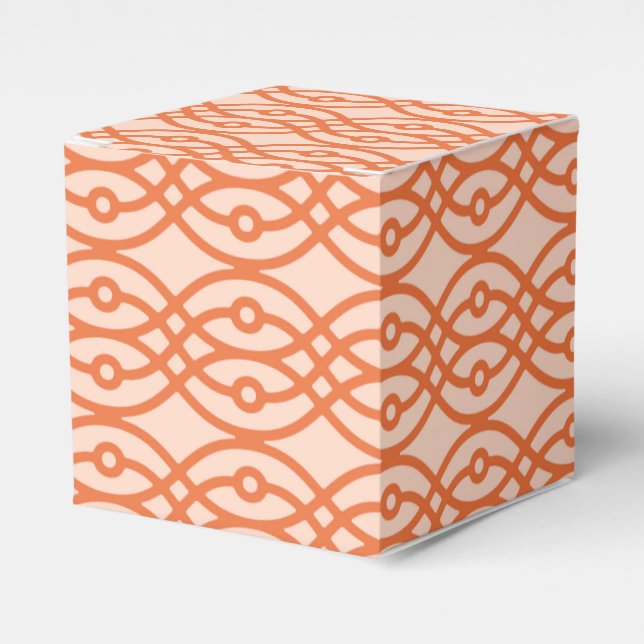 Kimono print, coral orange favour box (Front Side)