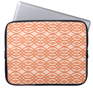 Kimono print, coral orange laptop sleeve