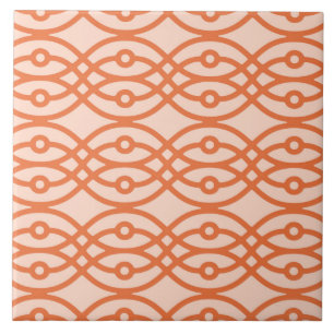 Kimono print, coral orange tile
