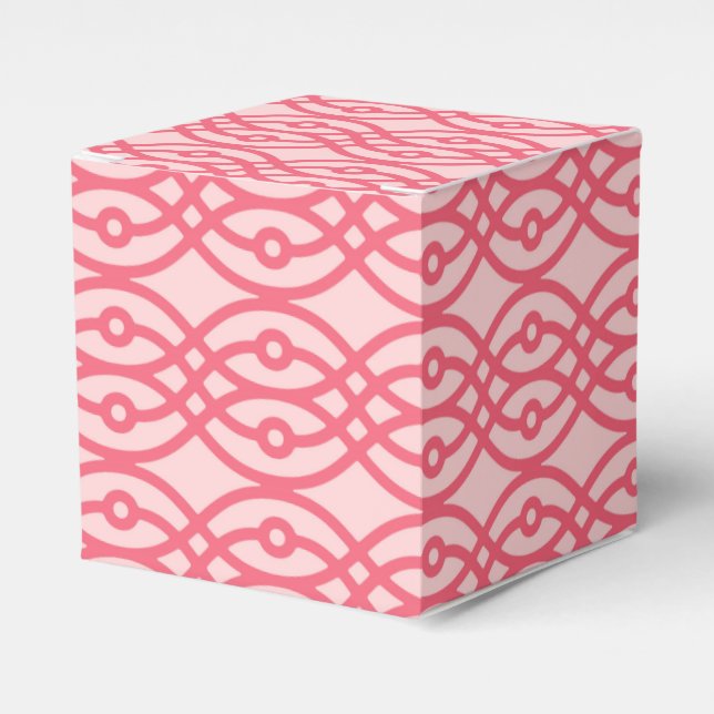 Kimono print, coral pink favour box (Front Side)