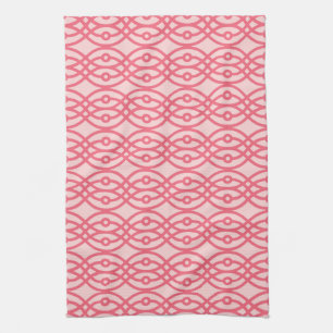 Kimono print, coral pink tea towel