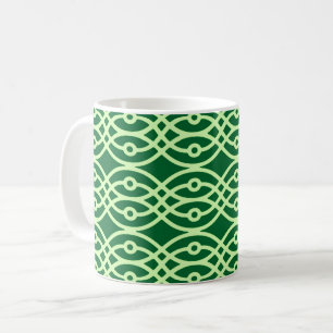Kimono print, dark & light green coffee mug