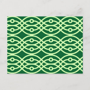 Kimono print, dark & light green postcard