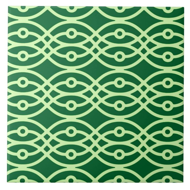 Kimono print, dark & light green tile (Front)